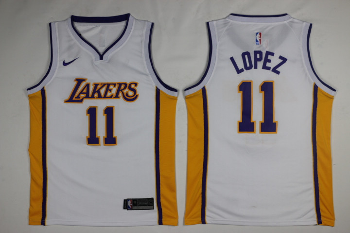 Men Los Angeles Lakers #11 Lopez White Game Nike NBA Jerseys